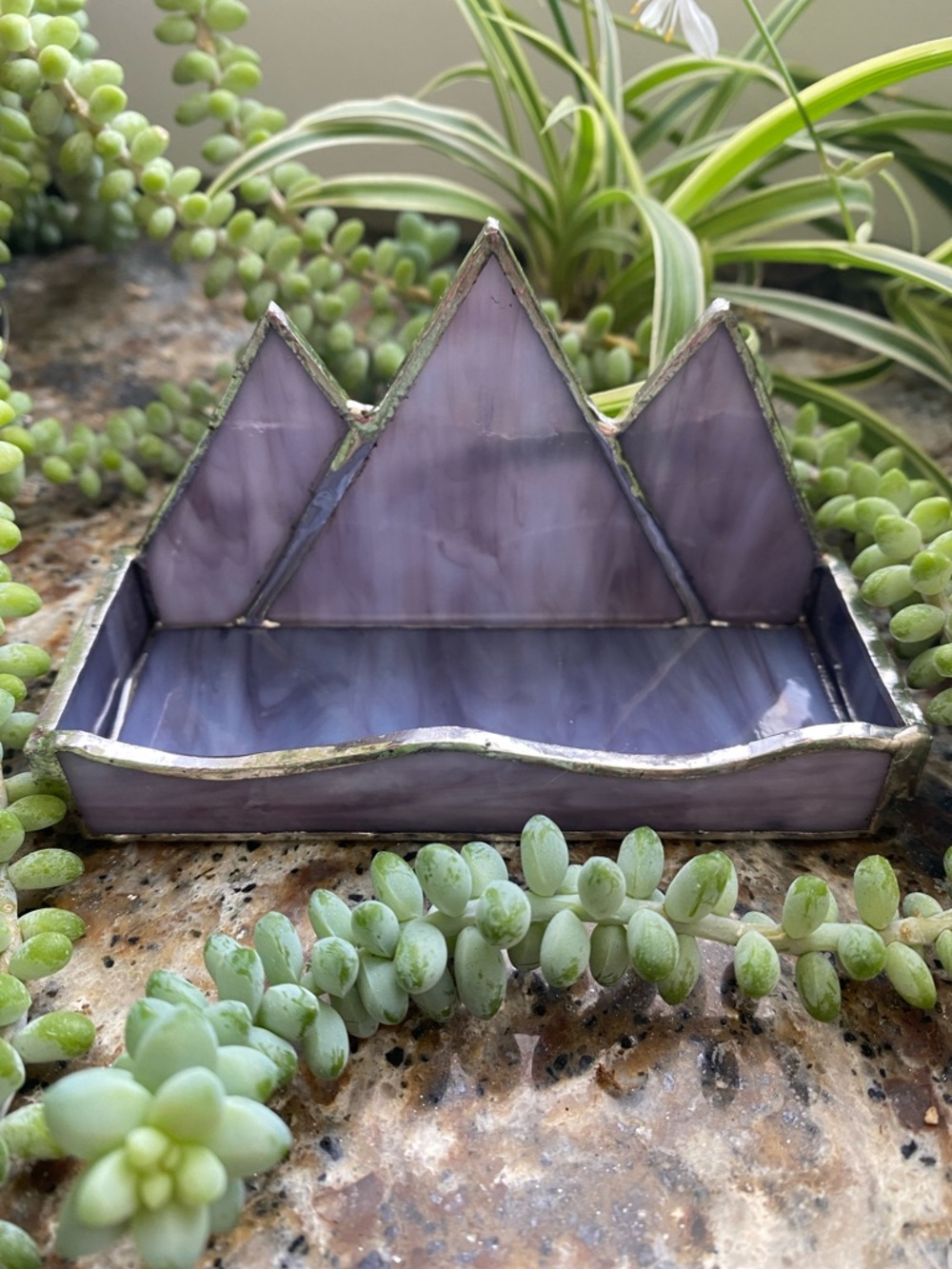 🪻Handmade🪻Stained Glass🪻Purple Mountain Majesty Business Card Holder - Picture 6 of 6